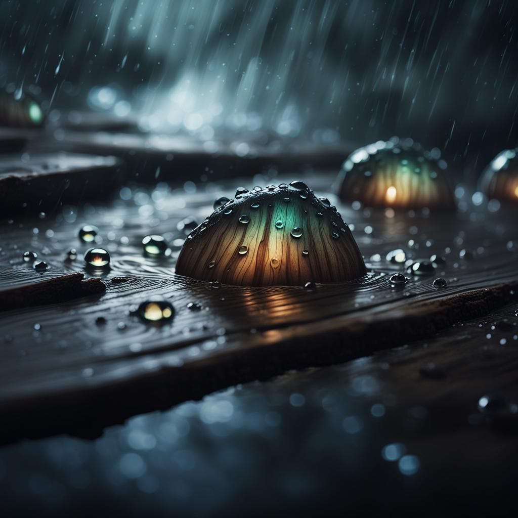Dark Fantasy Jetsam on Misty Water: Hyper-Realistic Macro