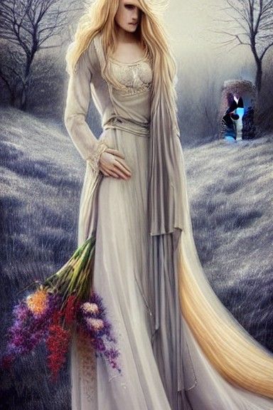 Gothic Androgynous Man in Winter Wedding Gown