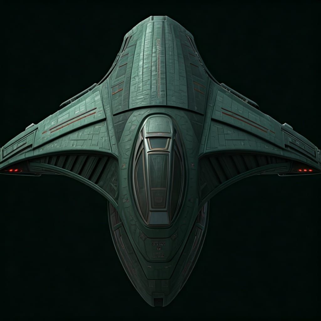 Menacing Romulan Warbird Fighter Top View
