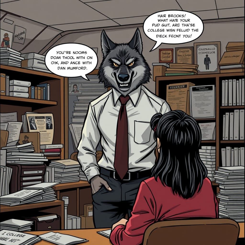 Werewolf Guidance Counselor in Comic Book Style