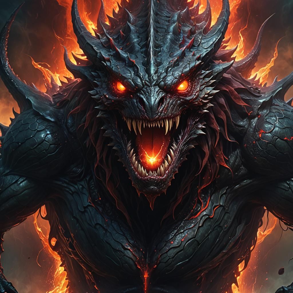 Sea Monster Rises from Depths in Dark Fantasy Style