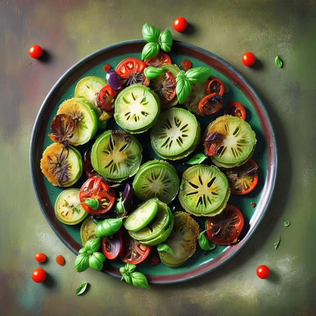 Fried Green Tomatoes in Tuscan Kitchen Setting