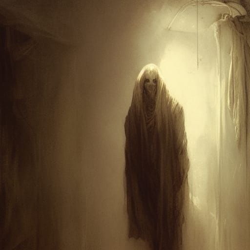 Eerie Ghost Emerges from Closet, Gothic Horror