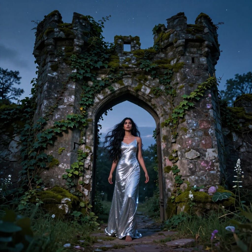 Indian Sorceress at Ruined Castle Gate