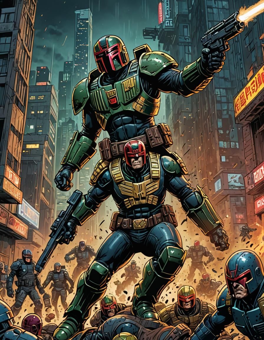 Judge Dredd Confrontation in Mega City One