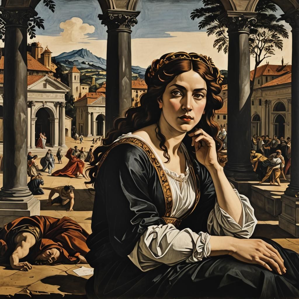 Fallen Lady of Babylon in Baroque-Renaissance Style