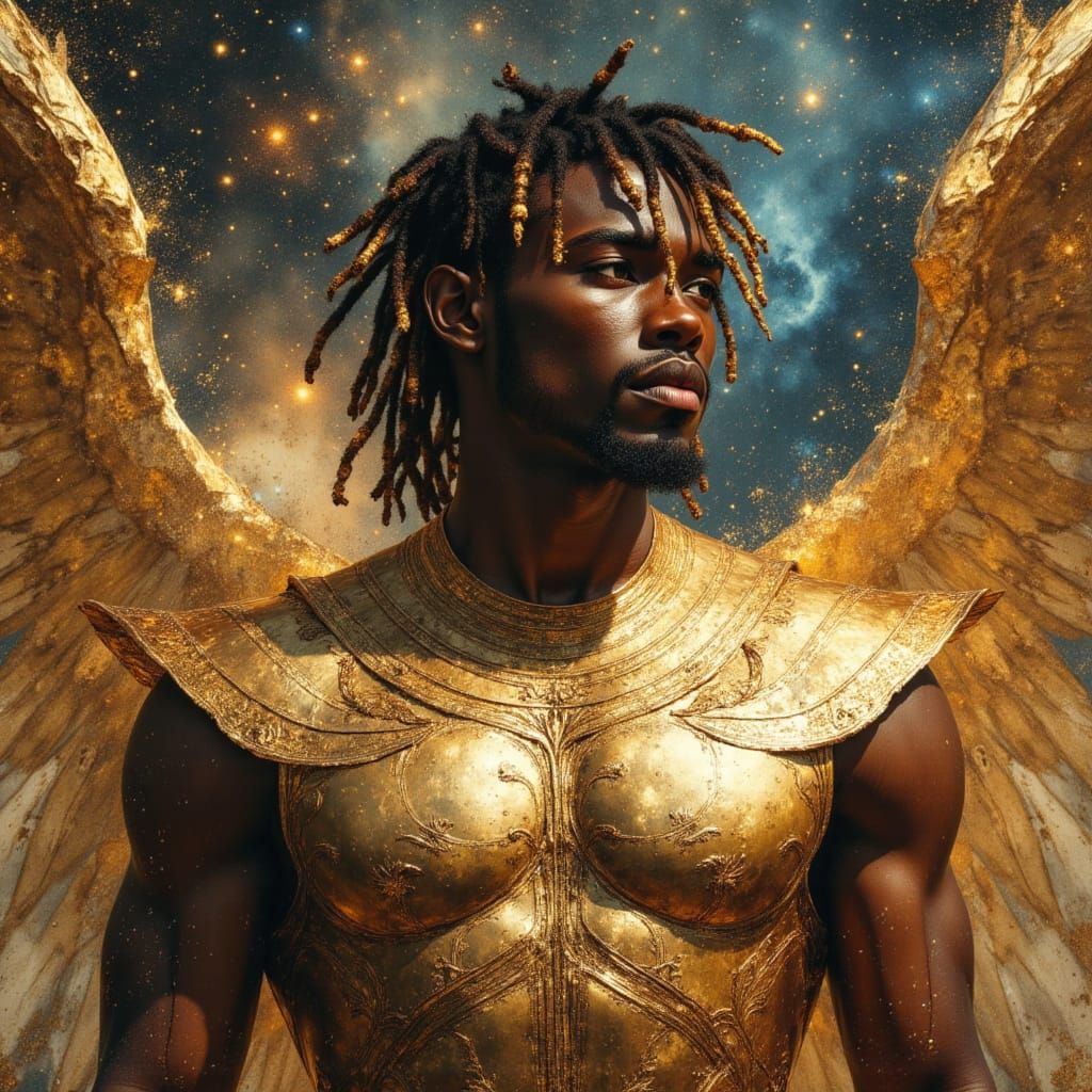 African Winged God in Celestial Armor
