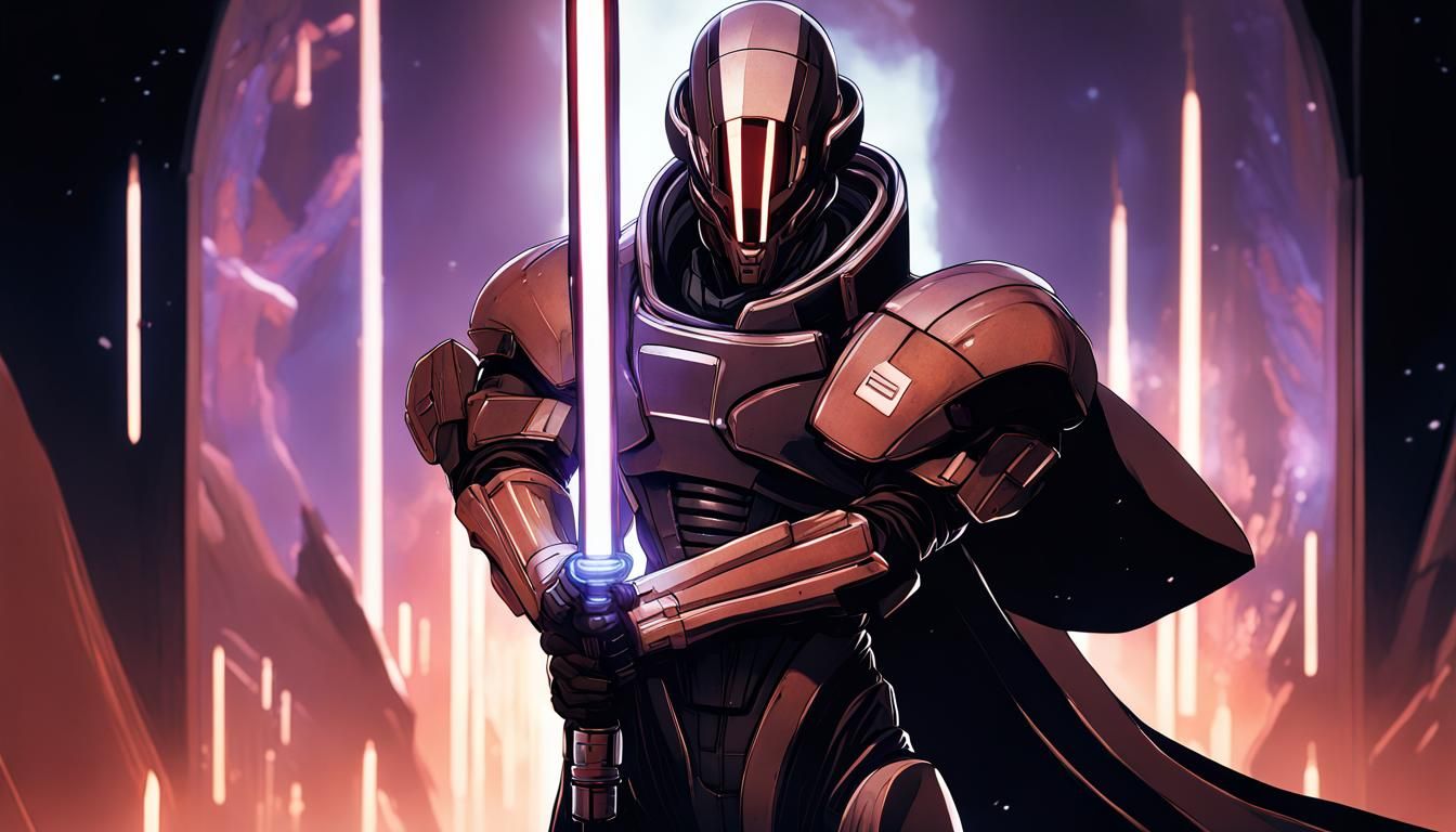 Quarian Vanguard with Energy Saber in Anime Style