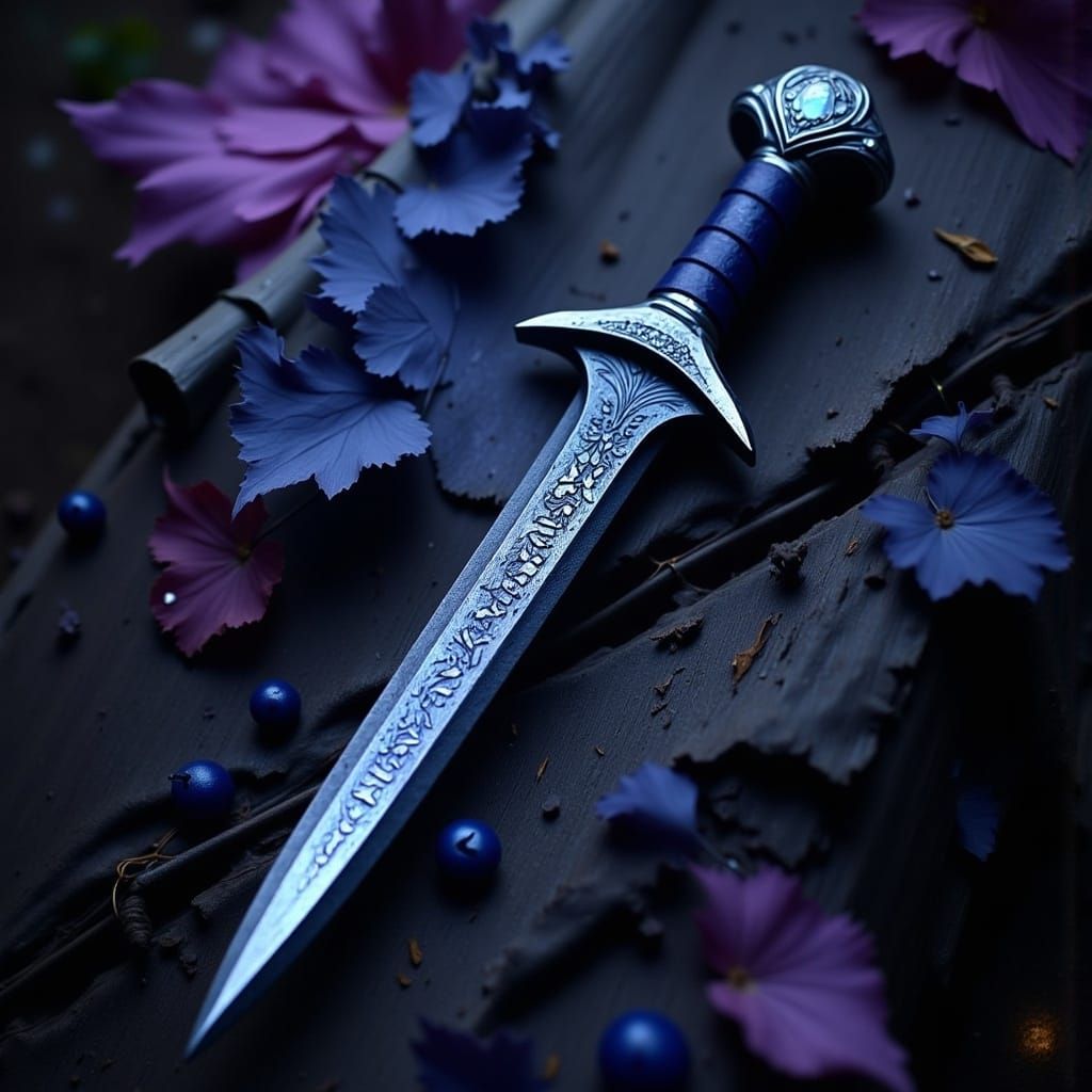 Runed Silver Dagger with Shifting Hues