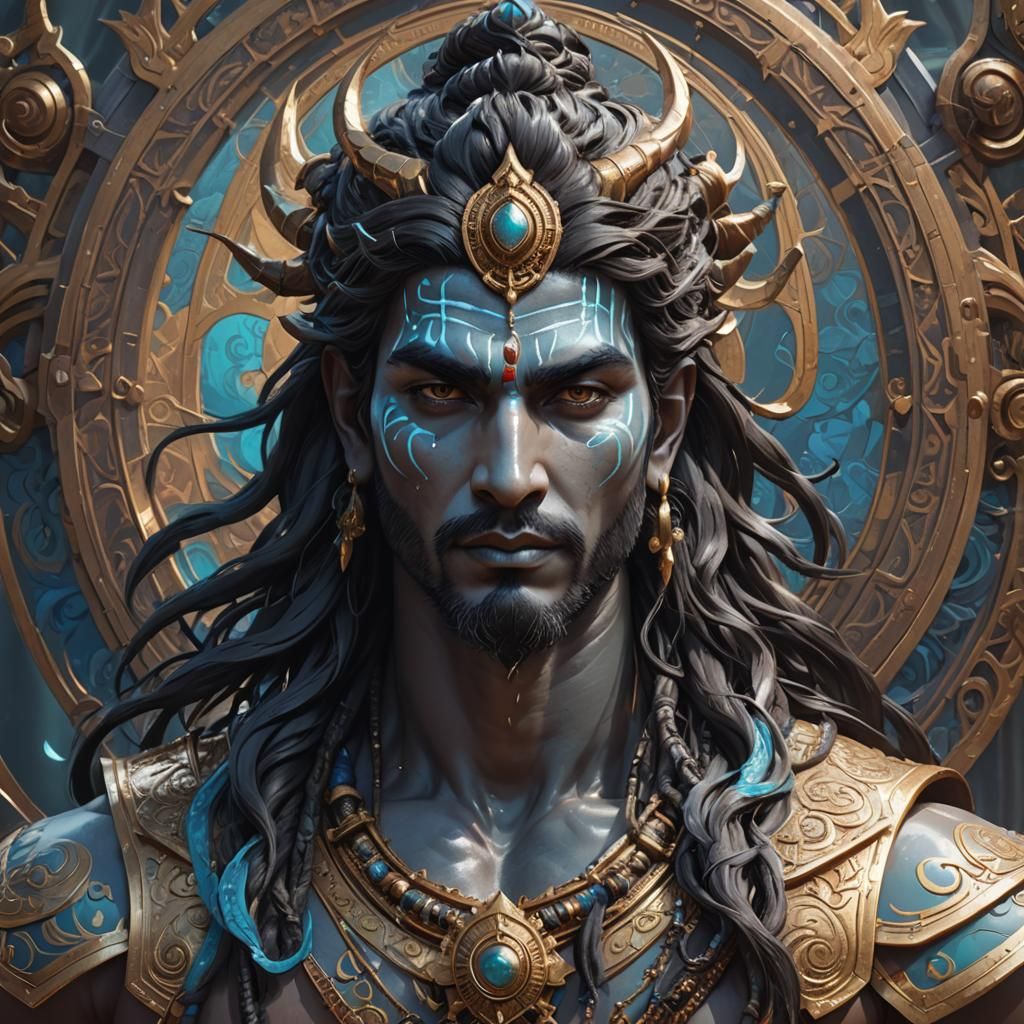 Shiva Portrait in Hyperdetailed Art Style