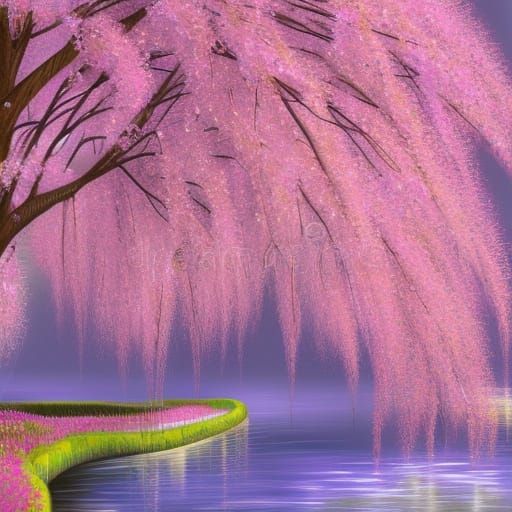 Fantasy Willow Tree with Cherry Blossoms