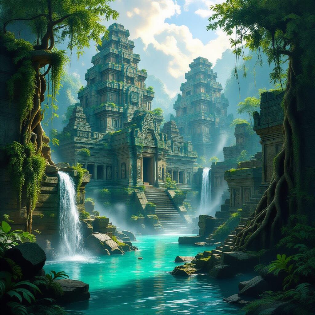 Jungle Reclaims Ancient City in Painterly Digital Art