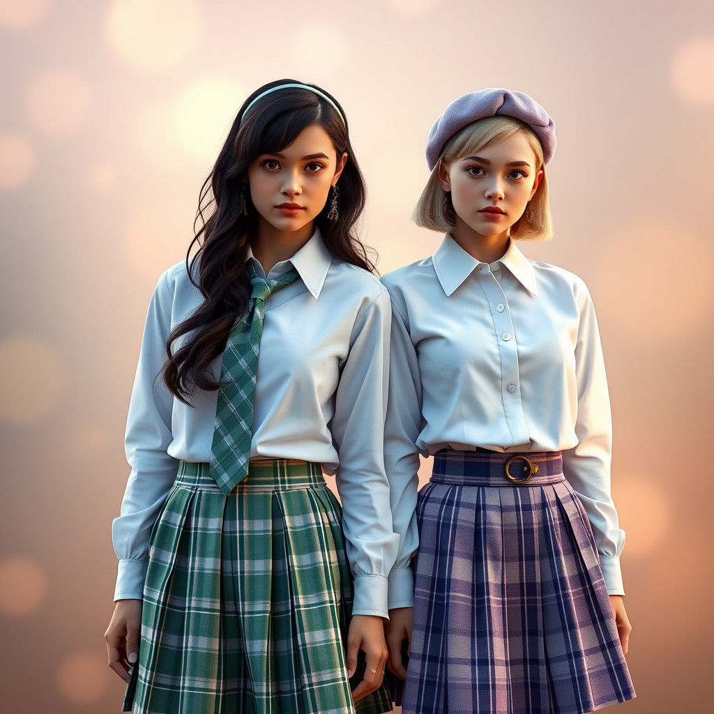 Fantasy Schoolgirls in Complementary Plaid Uniforms