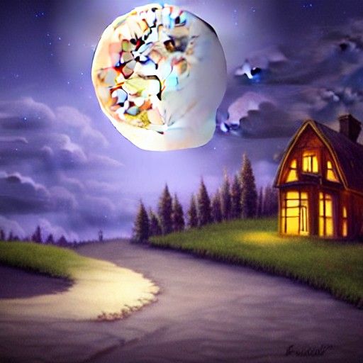 Full Moon Reflection in Glass Pumpkin Matte Art