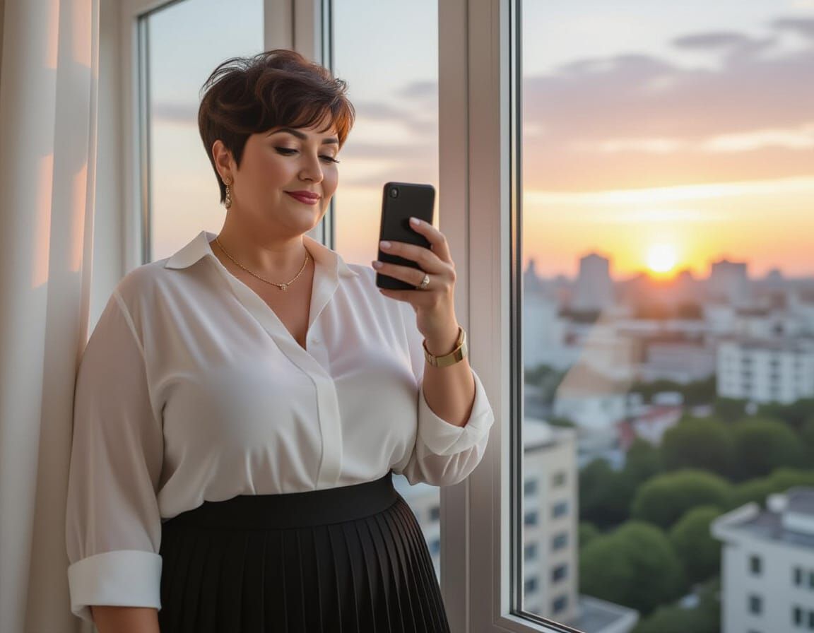 Middle Eastern Woman's Sunset Selfie