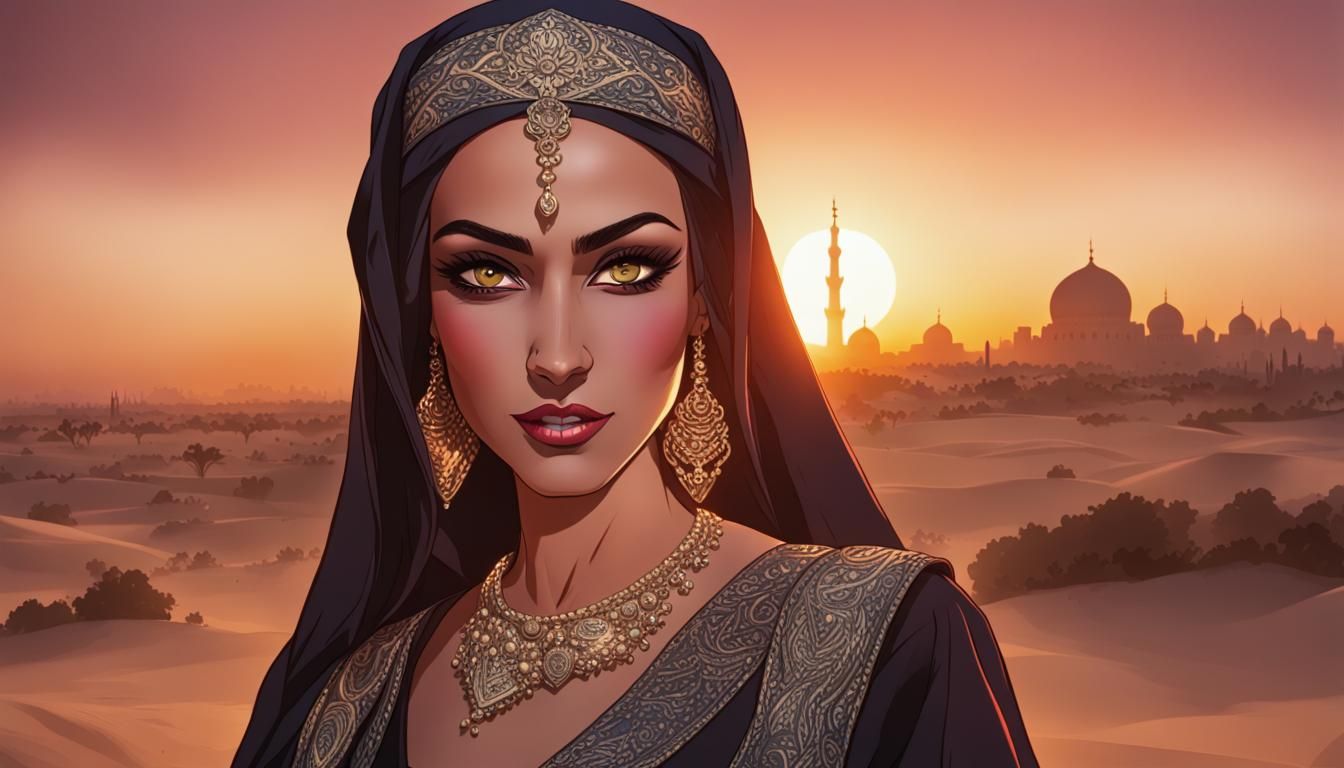 Menacing Arabian Princess with Evil Grin