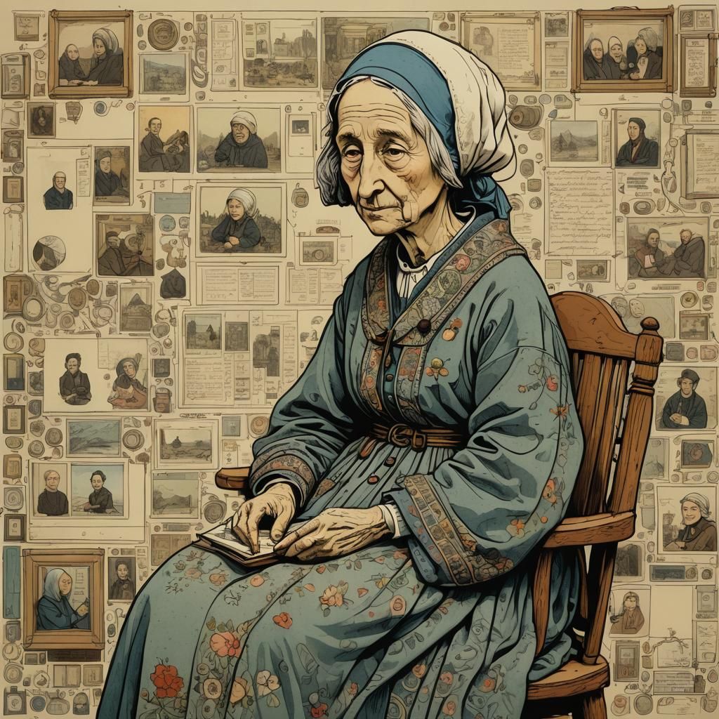 Whistler's Mother: Adolfsson-Inspired Detailed Illustration