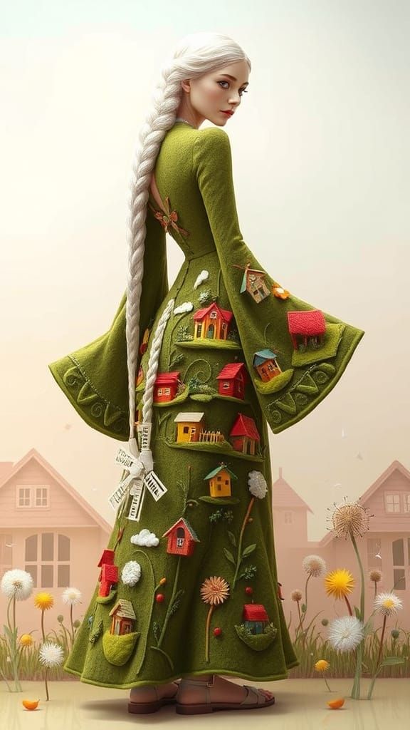 Surreal Beauty in 3D Drawing: Half-Turned Girl in Whimsical ...