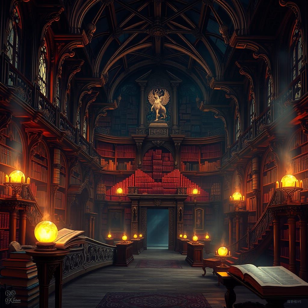 Mystical Library Concept Art in 8K Resolution