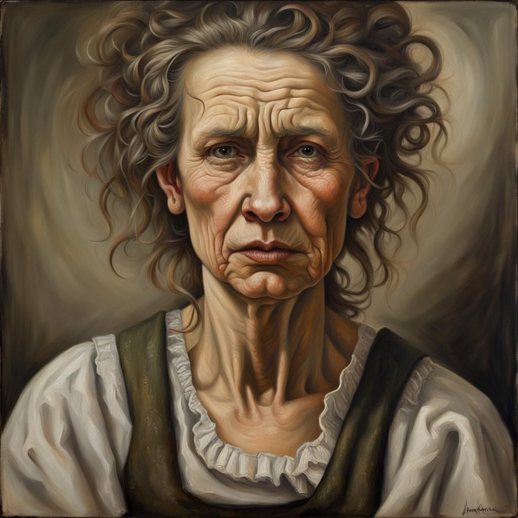 Determined Woman in Thick Oil Painting Style