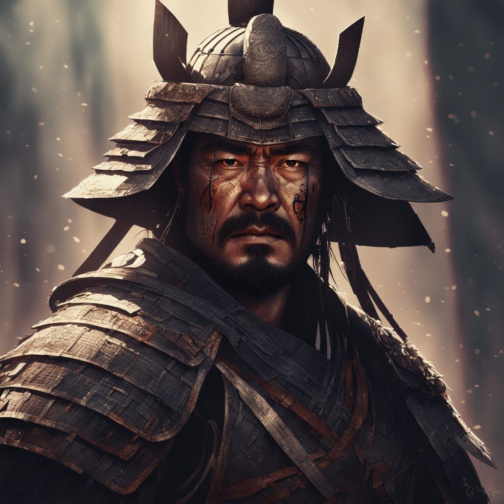 Lone Samurai Portrait in Ethereal Light