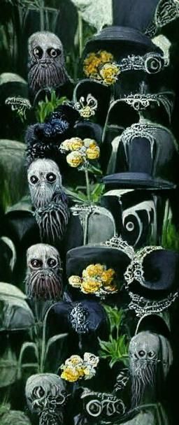 Victorian Goth Scene in Burtonesque Style