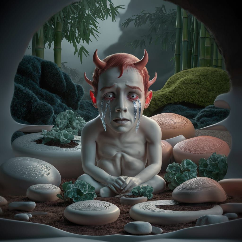 Devil Weeps in Embossed Soapstone Garden