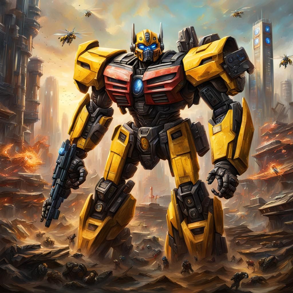Bumblebee and G.I. Joe: Detailed Matte Oil Painting