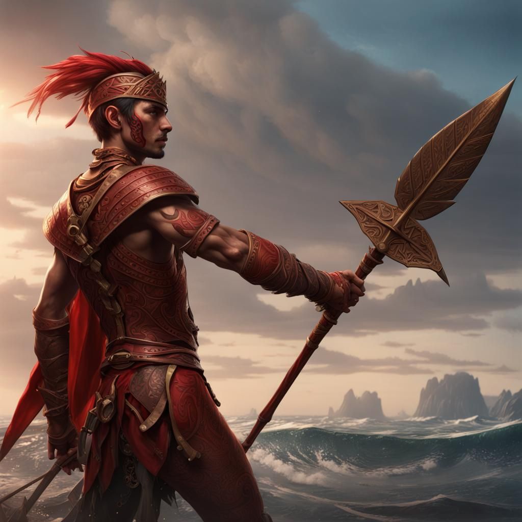 Fantasy Sailor Warrior with Tribal Tattoos in 8K