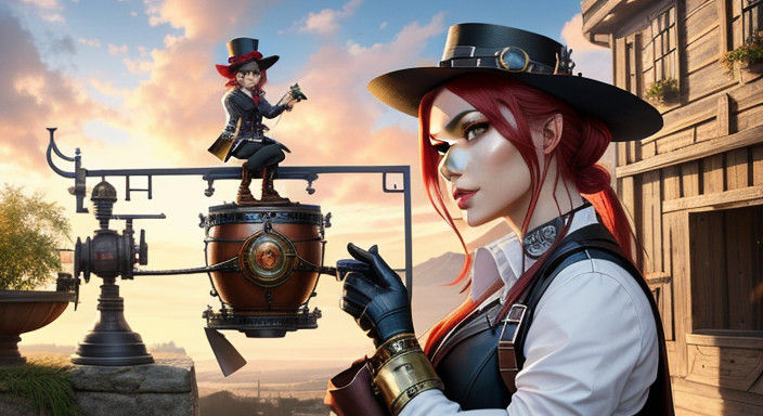 Steampunk Chibi Tomato Character in Leather Boots