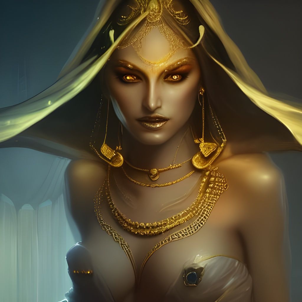 Drow Queen Belly Dancer in Dark Fantasy Style