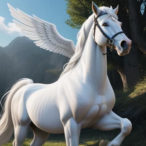 Majestic Pegasus: Divine Horse Hybrid in Mythcore Style