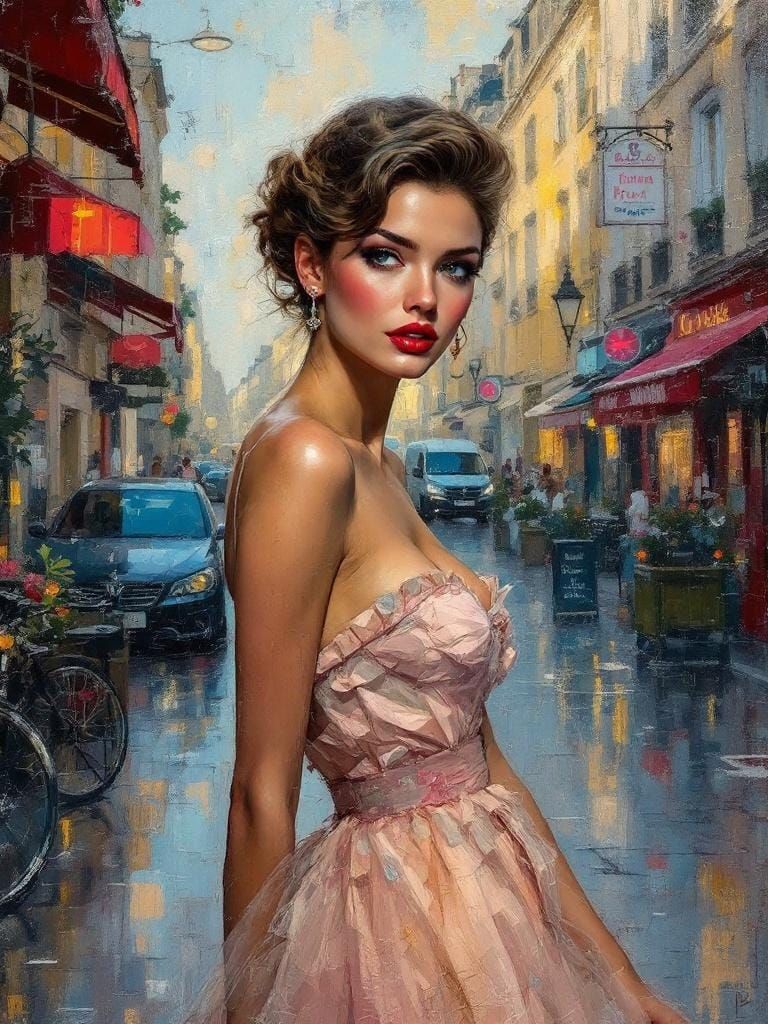 Parisian Encaustic Figure Study in Impressionist Style