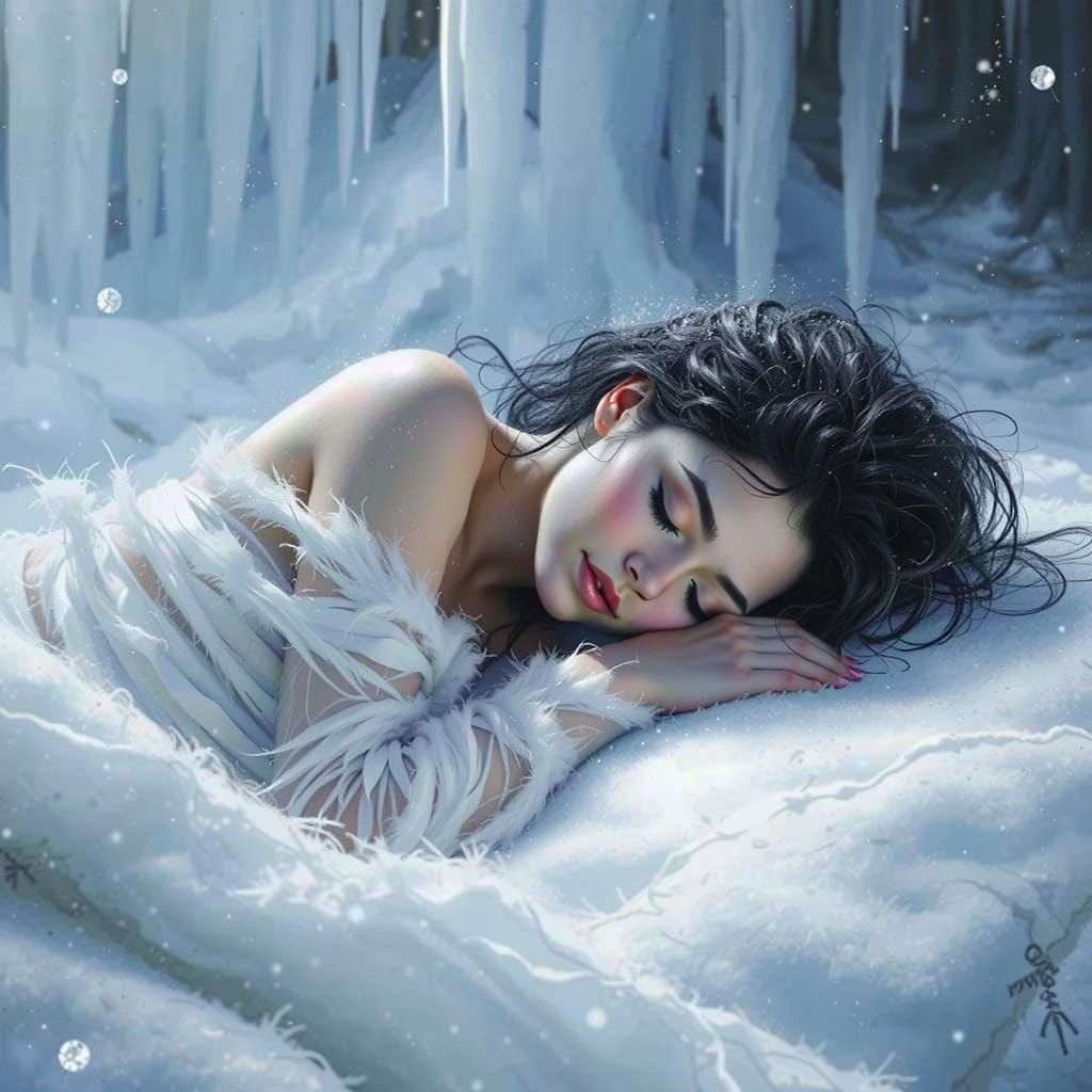 Ethereal Winter Slumber in a Frosty Landscape