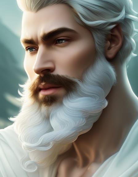 Pearl and Glass God Portrait in Hyperrealistic Style
