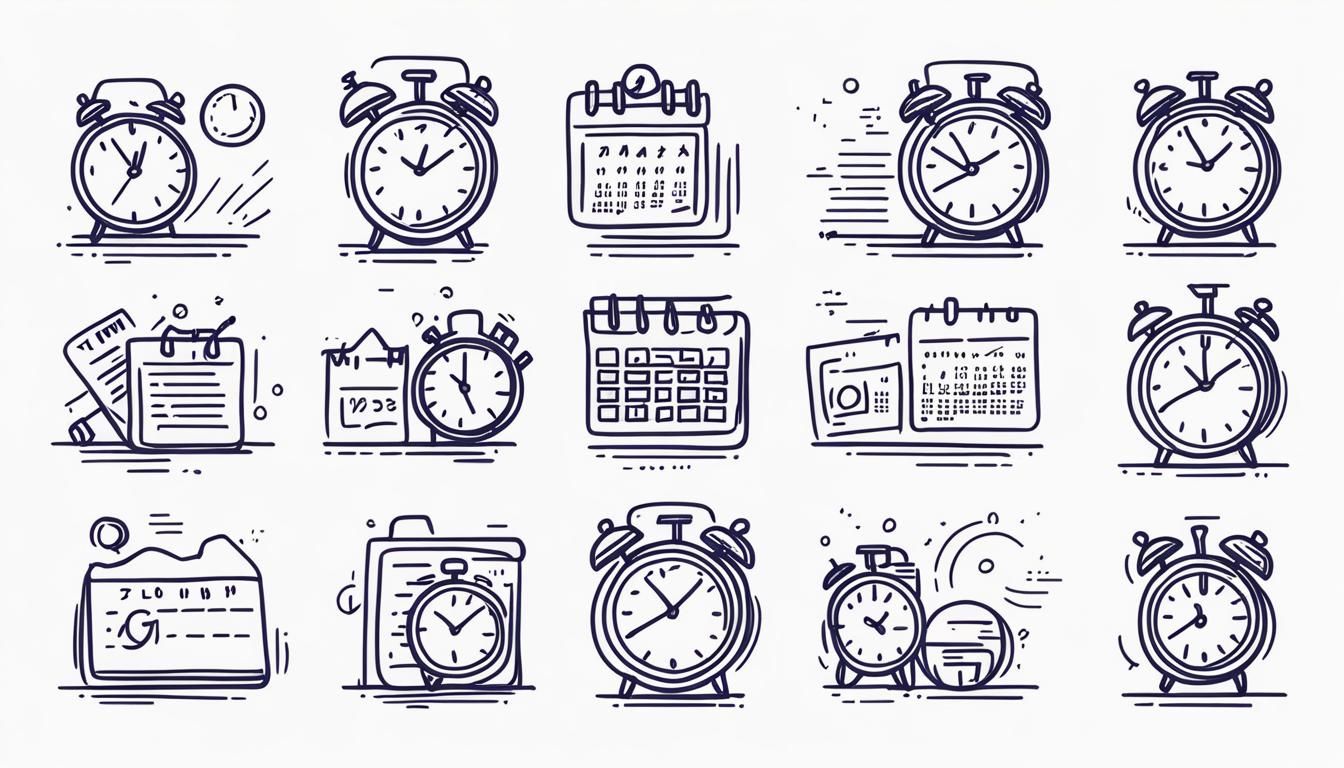 Doodle Time Management Icon Set