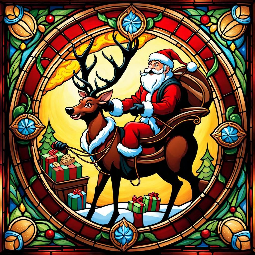 Santa Claus Cocoa Art Nouveau Poster