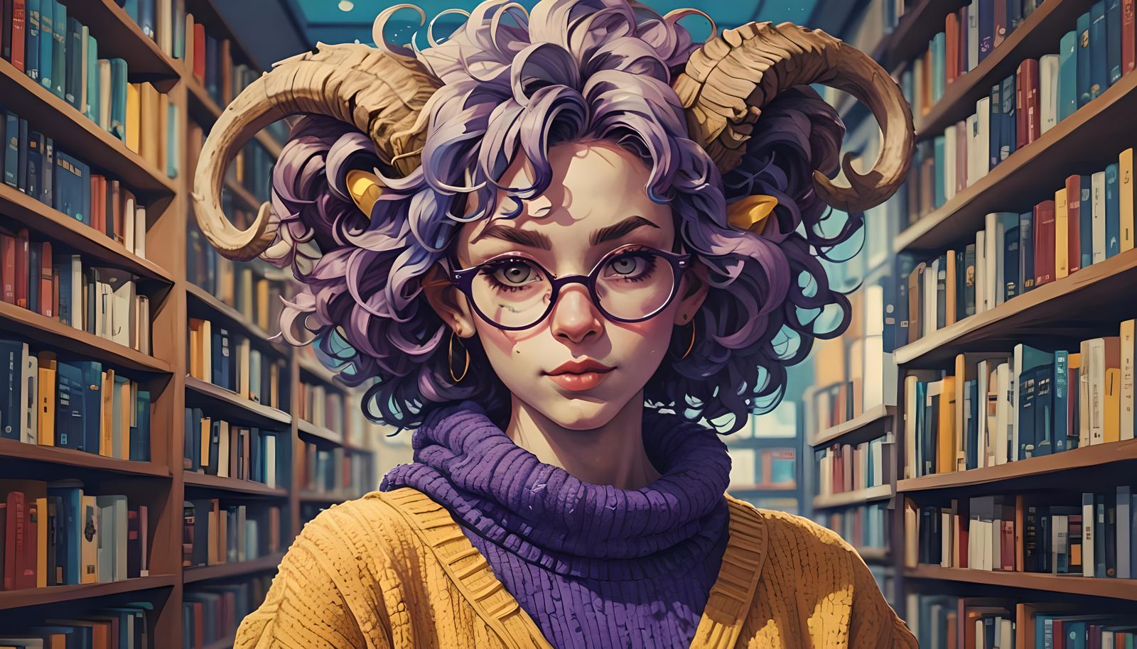 Satyr Librarian in Vaporwave Pop Art Style