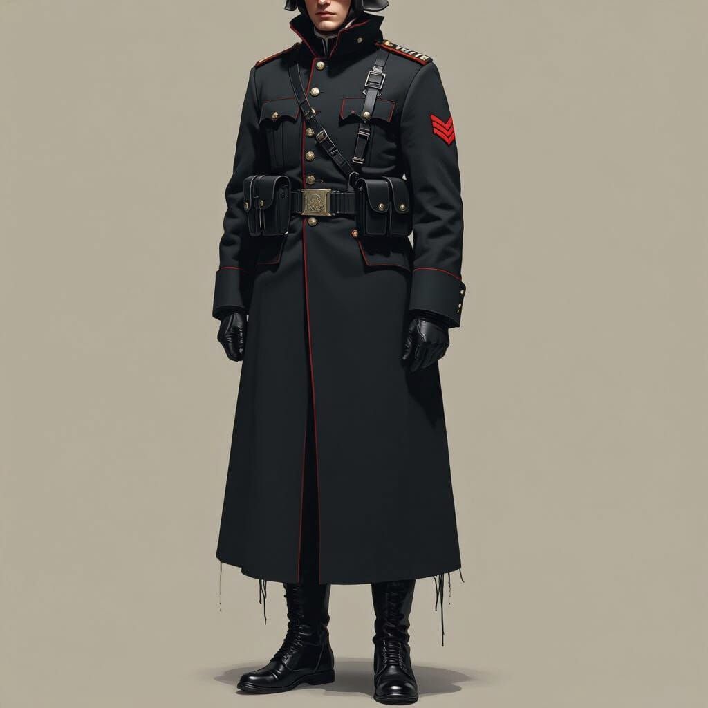 Dystopian Soldier in Modern Black Uniform