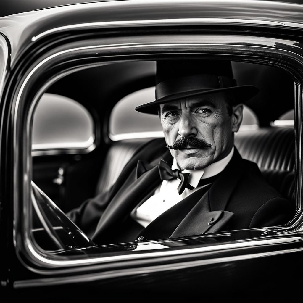 Gangster Shoots Machine Gun in 1920s Style Photo