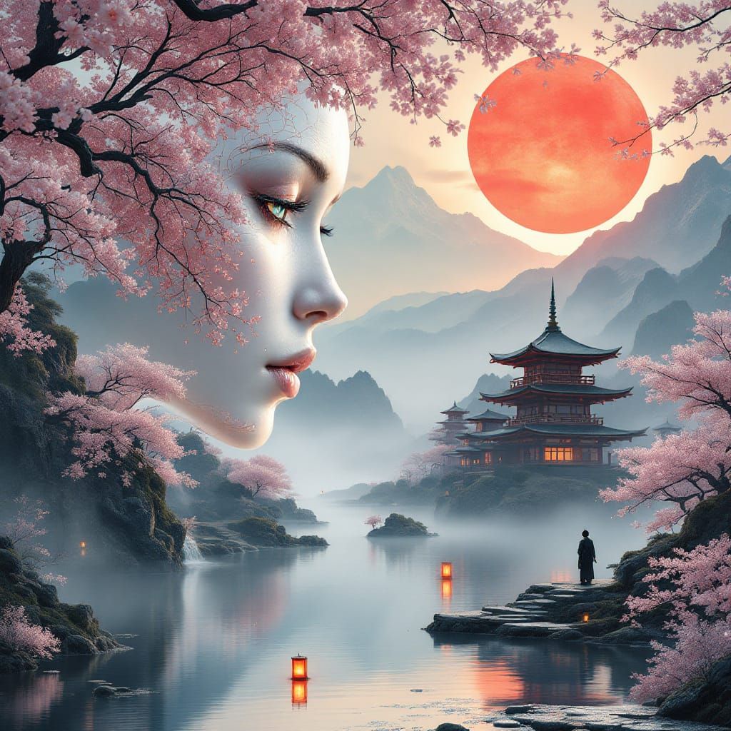 Mythical Geisha With Mechanical Fusion by Misty Lake