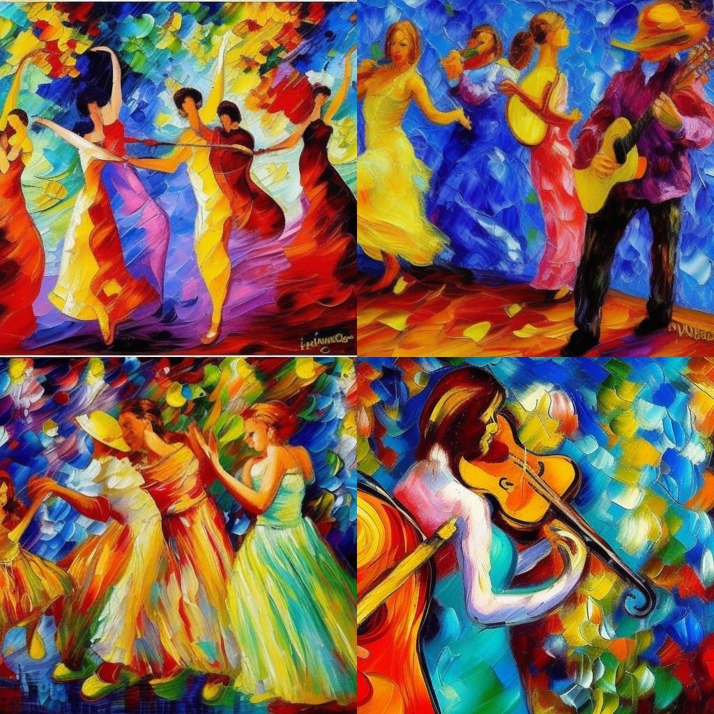 Harmonious Dance: A Neo-Impressionistic Expressionist Oil Pa...