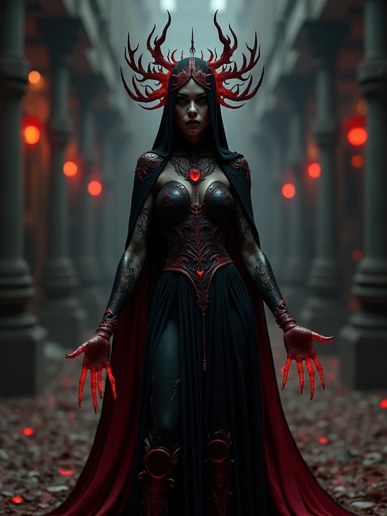 Gothic Goddess of Violence in Hyperdetailed 8K