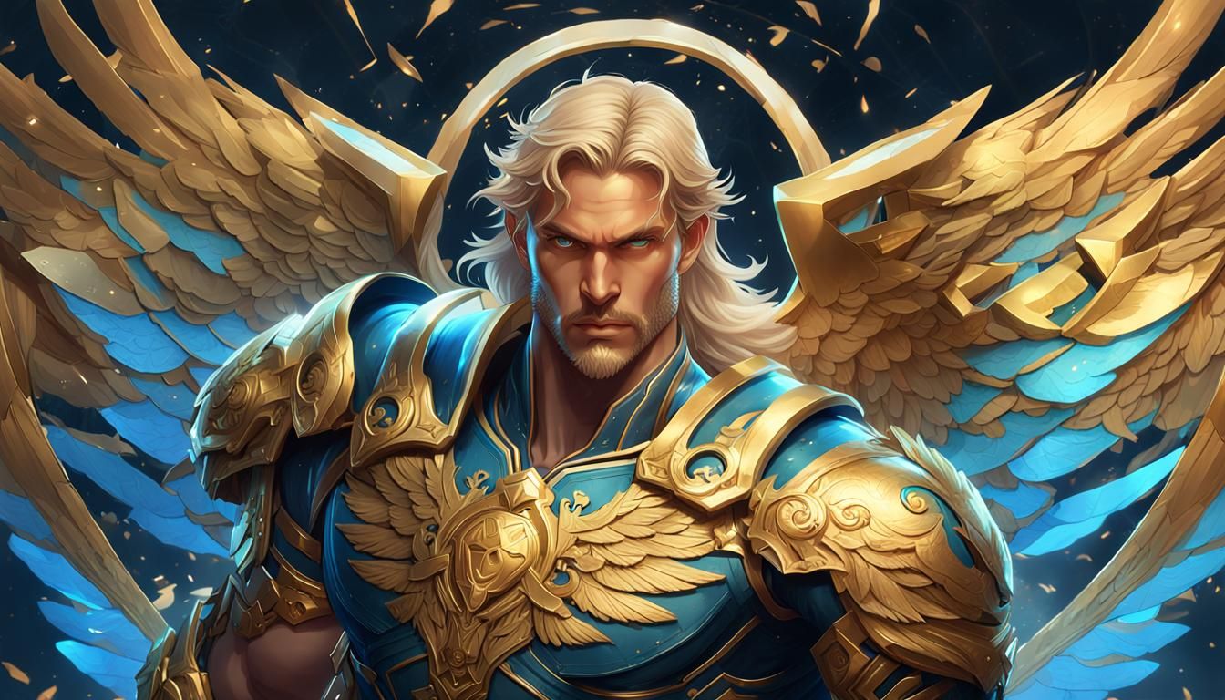 Uriel: Hyperrealistic Angel in Golden Armor