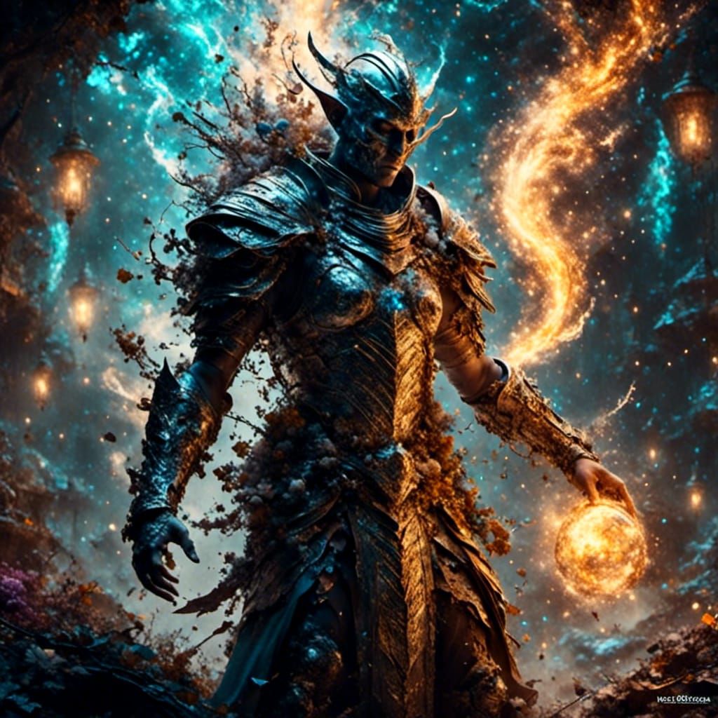 Astral Armored Monk Warrior in Dark Fantasy Style