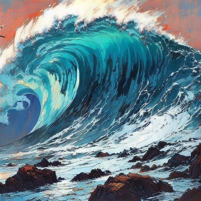 Epic Blue Water Waves Under Luminous Moon