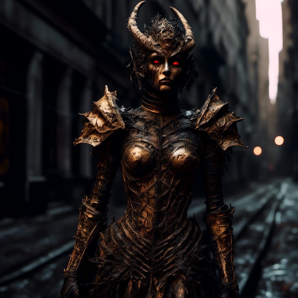 Samurai Warrior Battles Dark Beings in Golden Armor