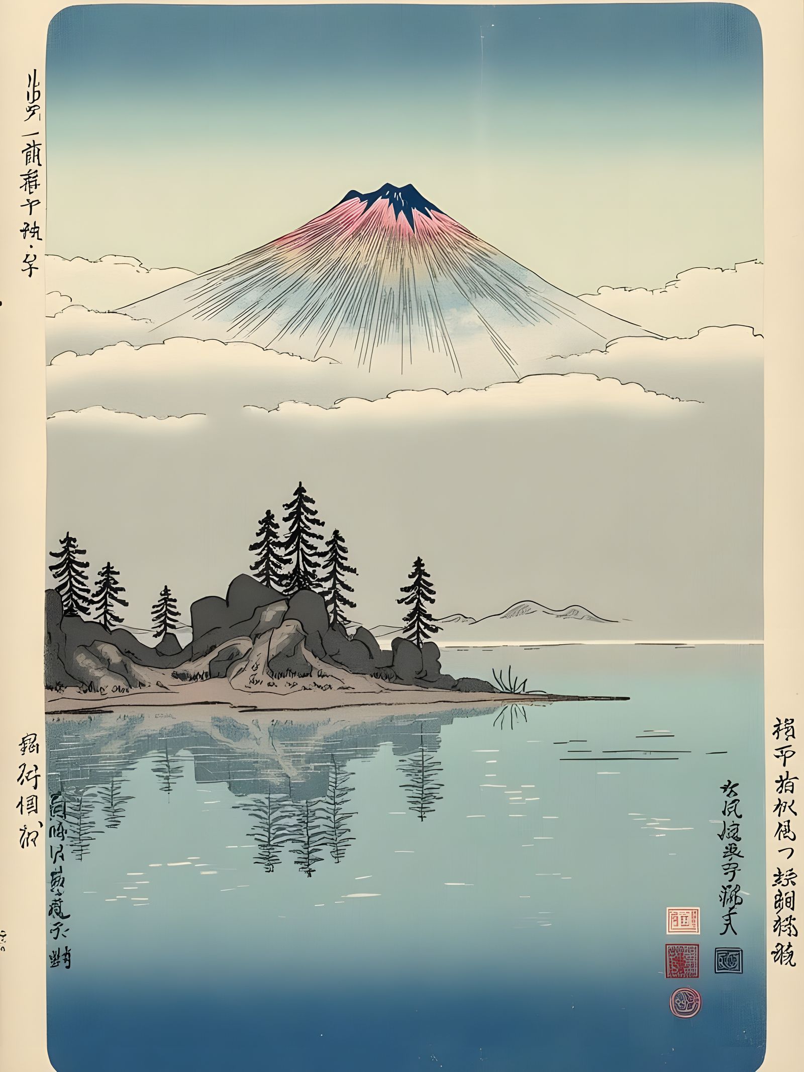 Surreal Ukiyo-e Landscape Reveals Mount Fuji at Dawn