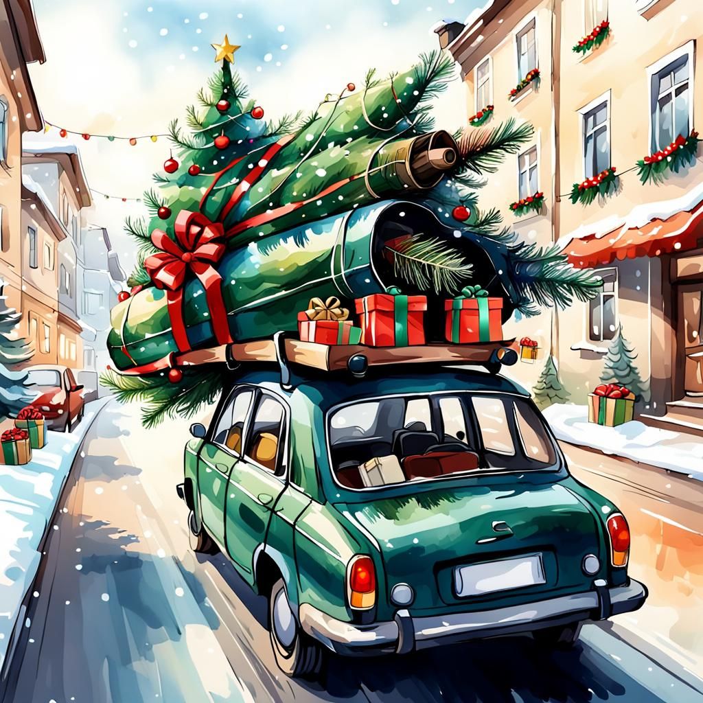 Carrying Christmas: A Festive Watercolor Journey