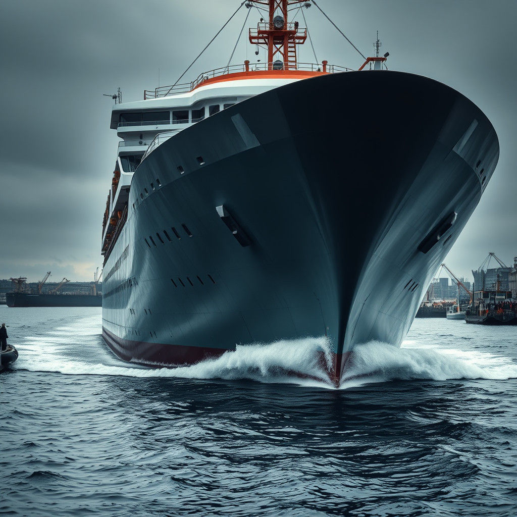 Colossal Ship Docks: Hyperrealistic Cinematic Port Scene